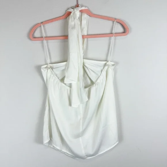 NWT Banana Republic White Tie Neck Open Back Silky Halter Top Snow Day Size XS - Picture 6 of 10